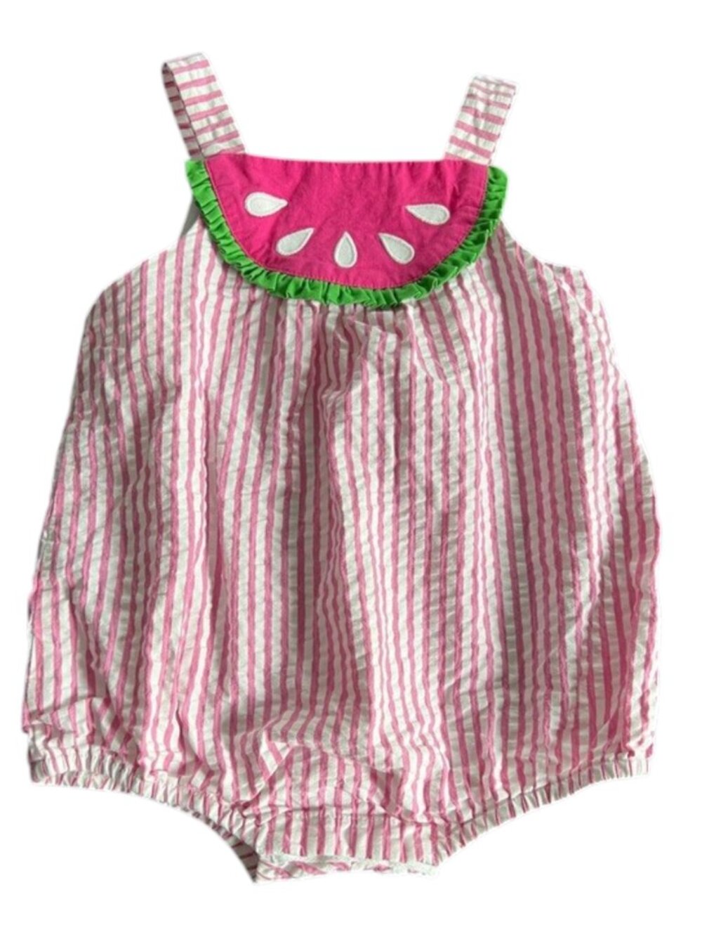 Florence Eiseman Watermelon Bubble Romper Pink Stripe Seersucker 24M Summer
